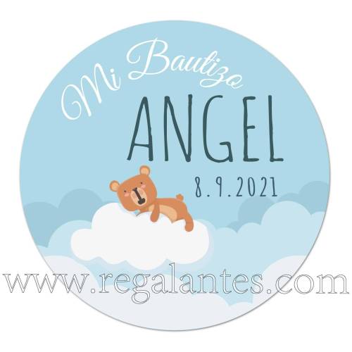 Pegatinas personalizadas con osito para bautizo de niño - Pegatinas Y Etiquetas Personalizadas Bautizo