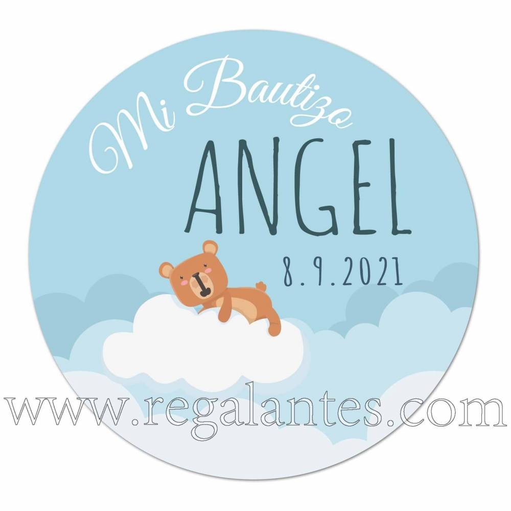 Pegatinas personalizadas con osito para bautizo de niño - Pegatinas Y Etiquetas Personalizadas Bautizo