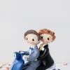 Figura Novios en Moto para Tarta de Boda, Pareja Gay, Decoración Original 17 cm - Figuras tarta