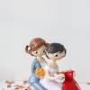 Figura Novias en Moto Roja, Muñeca Tarta Boda Original 17 cm - Figuras tarta