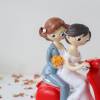 Figura Novias en Moto Roja, Muñeca Tarta Boda Original 17 cm - Figuras tarta