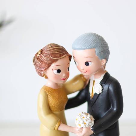 Figura de Novios 50 Años de Casados, Decoración Tarta Aniversario Bodas de Oro 21cm - Figuras tarta