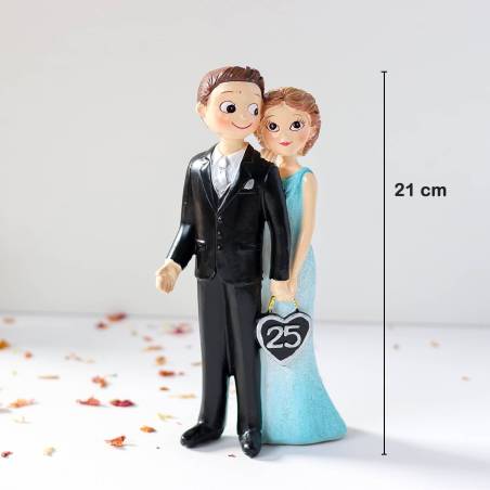 Figura para tarta de boda Bodas de plata 25 aniversario - Figuras tarta
