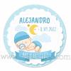 Pegatinas personalizadas de bautizo para niño con bebé durmiendo - Pegatinas Y Etiquetas Personalizadas Bautizo