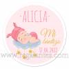 Pegatinas personalizadas para bautizo de niña con dibujo de bebé durmiendo - Pegatinas Y Etiquetas Personalizadas Bautizo