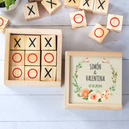 Juego 3 en raya personalizado con grabación "Macedonia" Detalles invitados boda - Juegos personalizados de boda