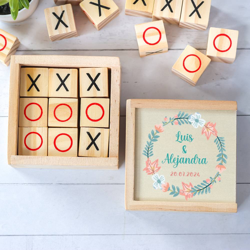 Juego 3 en raya personalizado con grabación "Summer" Detalles invitados boda - Juegos personalizados de boda