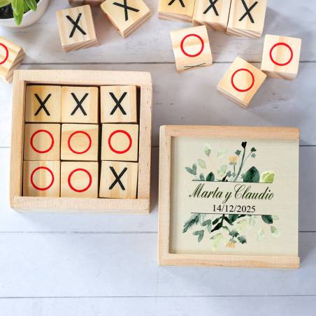 Juego 3 en raya personalizado con grabación "Nature" Detalles invitados boda - Juegos personalizados de boda