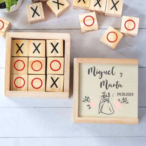 Juego 3 en raya personalizado con grabación "Juntos" Detalles invitados boda - Juegos personalizados de boda