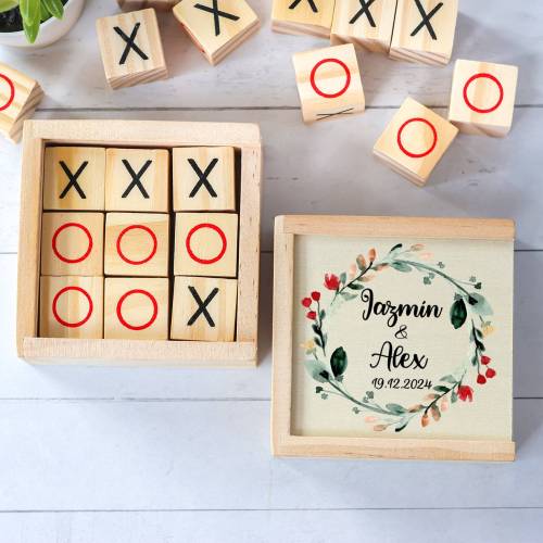 Juego 3 en raya personalizado con grabación "Ágape" Detalles invitados boda - Juegos personalizados de boda