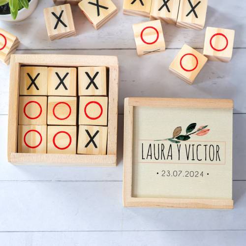Juego 3 en raya personalizado con grabación "Ocaso" Detalles invitados boda - Juegos personalizados de boda