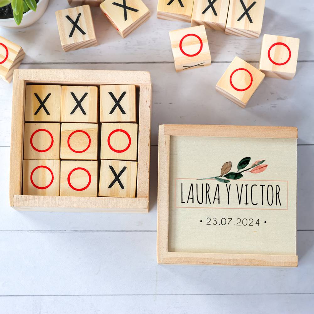 Juego 3 en raya personalizado con grabación "Ocaso" Detalles invitados boda - Juegos personalizados de boda