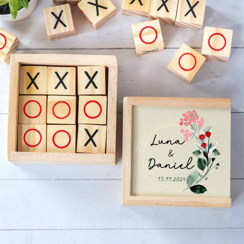 Juego 3 en raya personalizado con grabación "Amor" Detalles invitados boda - Juegos personalizados de boda