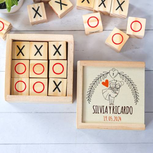 Juego 3 en raya personalizado con grabación "Mañana" Detalles invitados boda - Juegos personalizados de boda