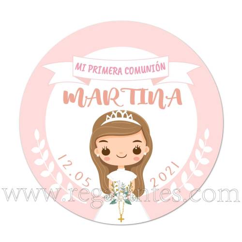 Pegatinas personalizadas de niña para comunión - Pegatinas Y Etiquetas Personalizadas Comunión