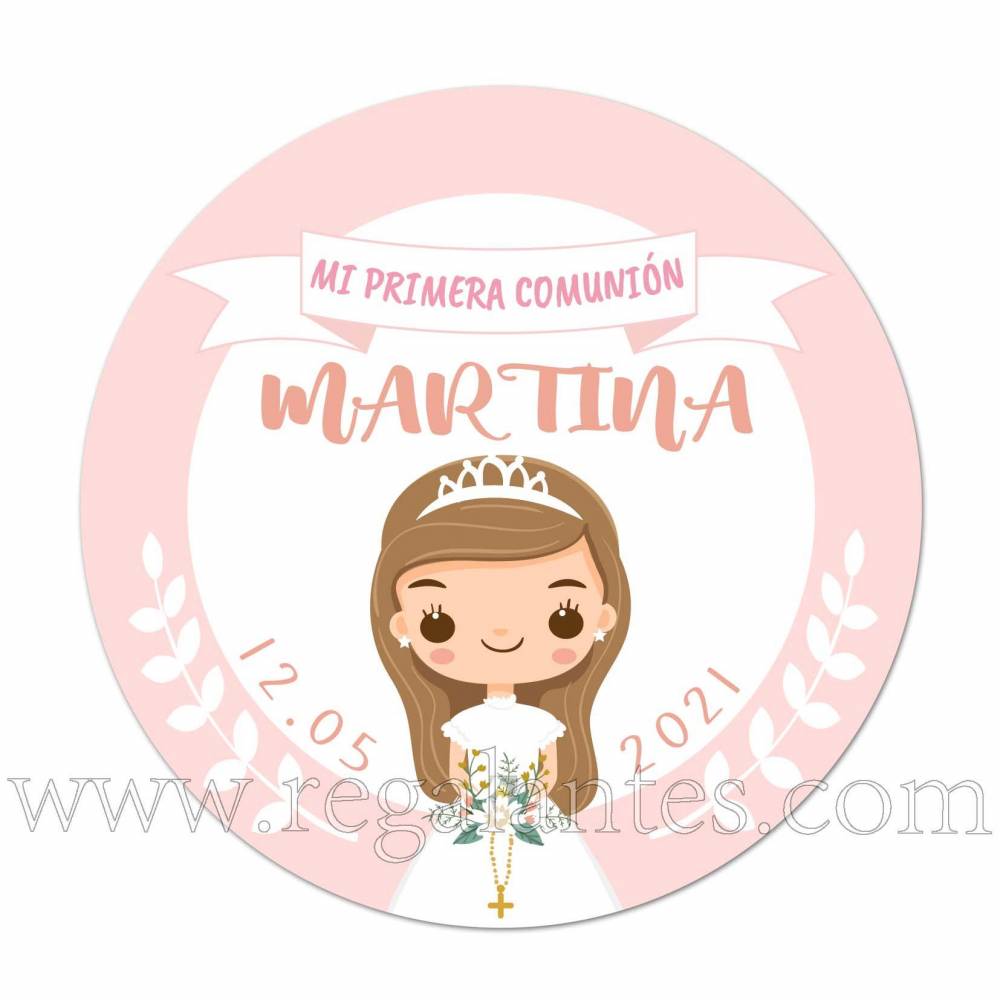 Pegatinas personalizadas de niña para comunión - Pegatinas Y Etiquetas Personalizadas Comunión