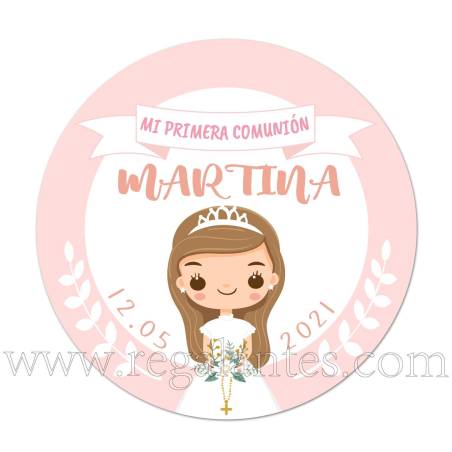 Pegatinas personalizadas de niña para comunión - Pegatinas Y Etiquetas Personalizadas Comunión