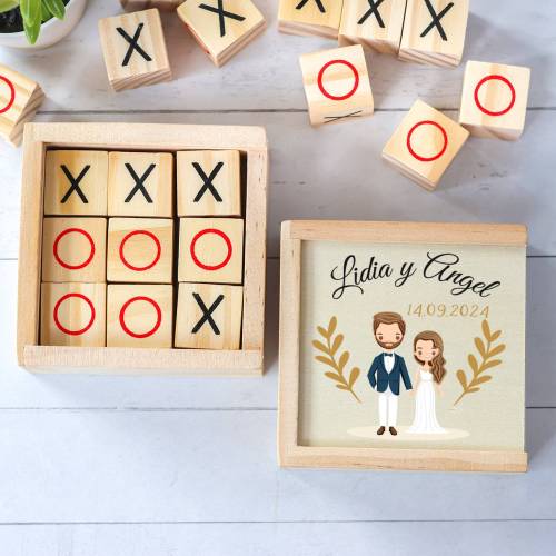 Juego 3 en raya personalizado con grabación "Trigo" Detalles invitados boda - Juegos personalizados de boda