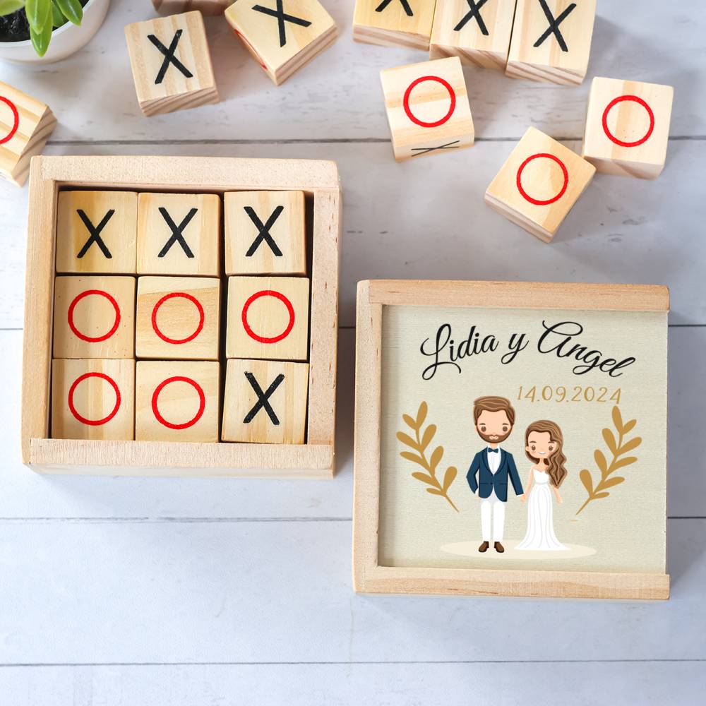 Juego 3 en raya personalizado con grabación "Trigo" Detalles invitados boda - Juegos personalizados de boda