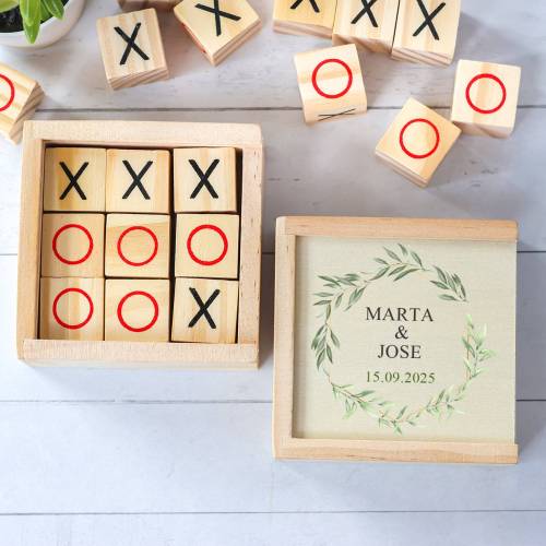 Juego 3 en raya personalizado con grabación "Sun" Detalles invitados boda - Juegos personalizados de boda