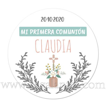 Pegatinas de flores para comunión de niña - Pegatinas Y Etiquetas Personalizadas Comunión