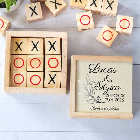 Juego 3 en raya personalizado con grabación "Bodas de Plata" Detalles invitados boda - Juegos personalizados de boda