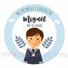 Pegatina azul personalizada para comunión de niño - Pegatinas Y Etiquetas Personalizadas Comunión