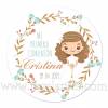Pegatina personalizada para comunión de niña con dibujo - Pegatinas Y Etiquetas Personalizadas Comunión