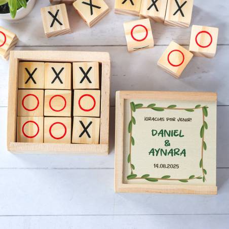 Juego 3 en raya personalizado con grabación "Árbol Ramas" Detalles invitados boda - Juegos personalizados de boda
