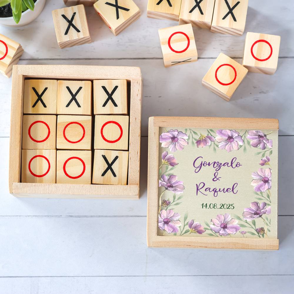 Juego 3 en raya personalizado con grabación "Púrpura" Detalles invitados boda - Juegos personalizados de boda