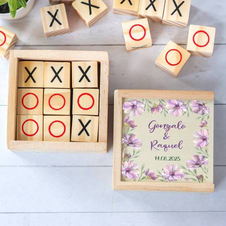 Juego 3 en raya personalizado con grabación "Púrpura" Detalles invitados boda - Juegos personalizados de boda