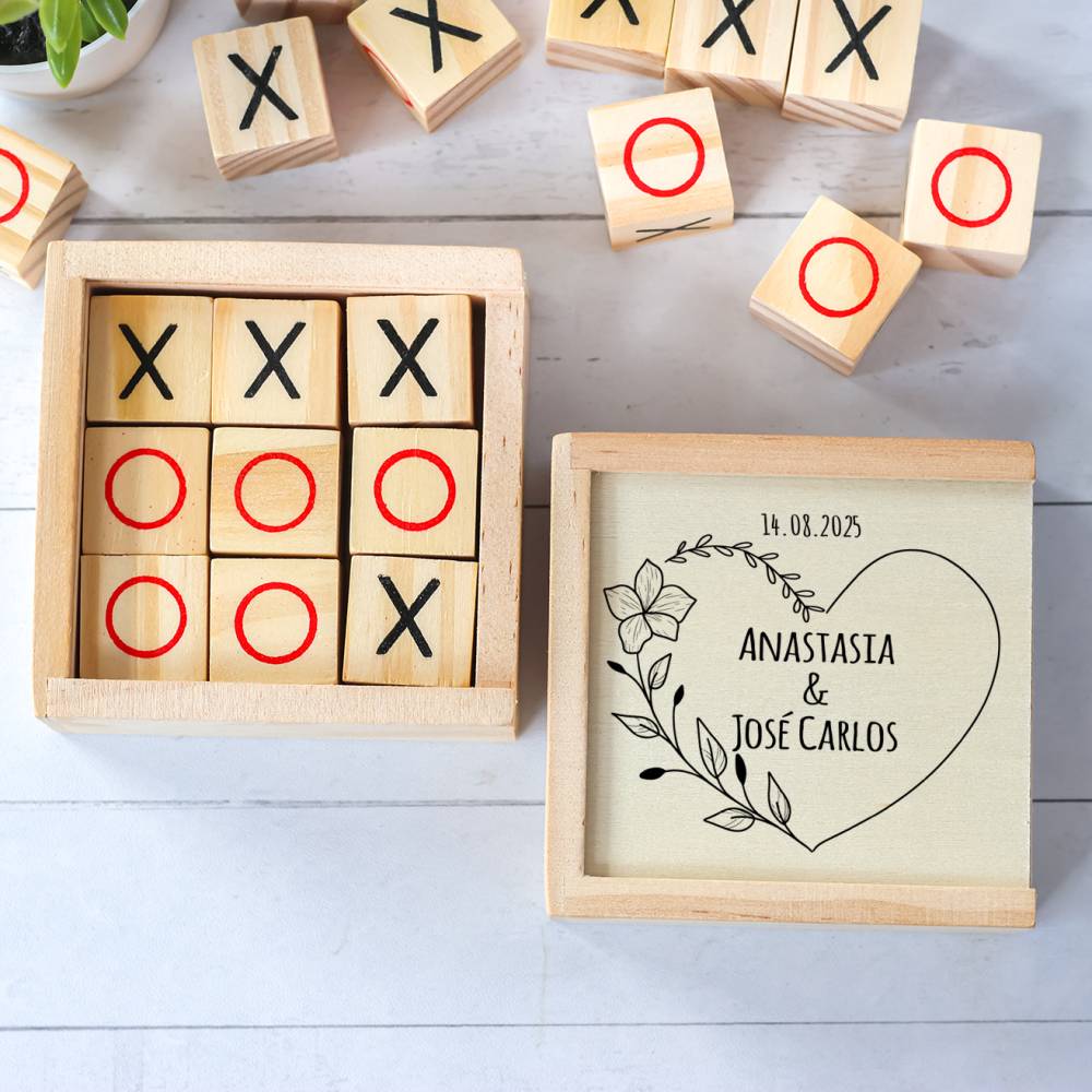 Juego 3 en raya personalizado con grabación "Anastasia" Detalles invitados boda - Juegos personalizados de boda