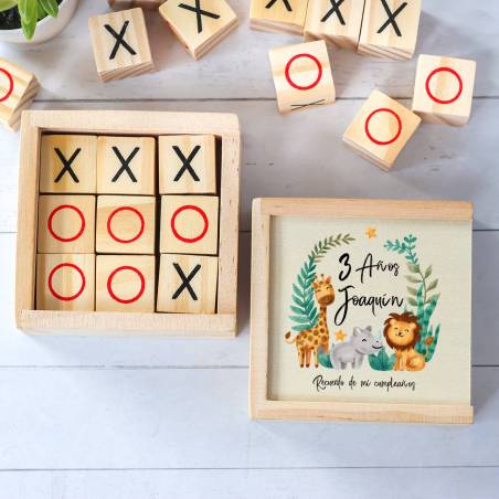 Juego 3 en raya personalizado con grabación "Selva" Detalles invitados cumpleaños - Juegos personalizados de cumpleaños