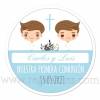 Pegatinas personalizadas para comunión de niños gemelos - Pegatinas Y Etiquetas Personalizadas Comunión