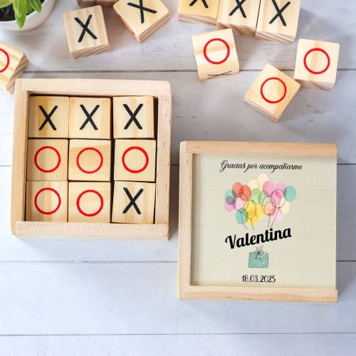 Juego 3 en raya personalizado con grabación "Globos" Detalles invitados cumpleaños - Juegos personalizados de cumpleaños