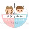 Pegatina de comunión para mellizos chica y chico - Pegatinas Y Etiquetas Personalizadas Comunión