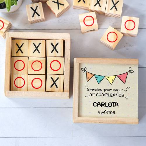 Juego 3 en raya personalizado con grabación "Guirnalda" Detalles invitados cumpleaños - Juegos personalizados de cumpleaños
