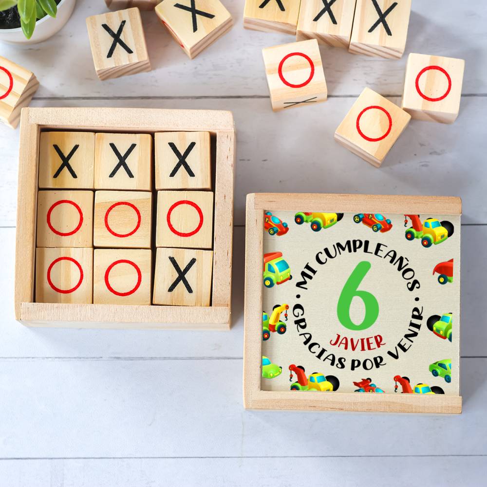 Juego 3 en raya personalizado con grabación "Coches" Detalles invitados cumpleaños - Juegos personalizados de cumpleaños