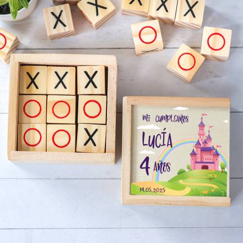 Juego 3 en raya personalizado con grabación "Princesas" Detalles invitados cumpleaños - Juegos personalizados de cumpleaños