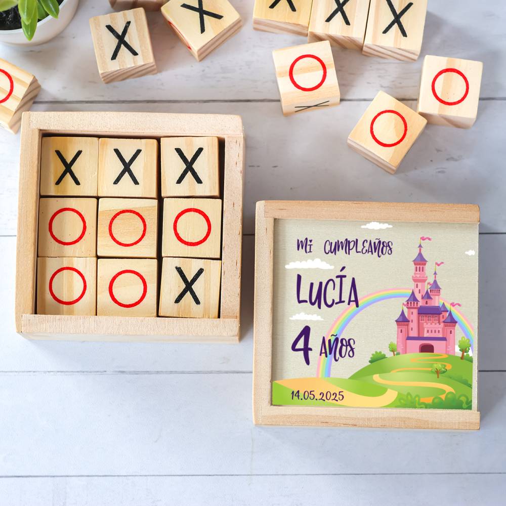 Juego 3 en raya personalizado con grabación "Princesas" Detalles invitados cumpleaños - Juegos personalizados de cumpleaños