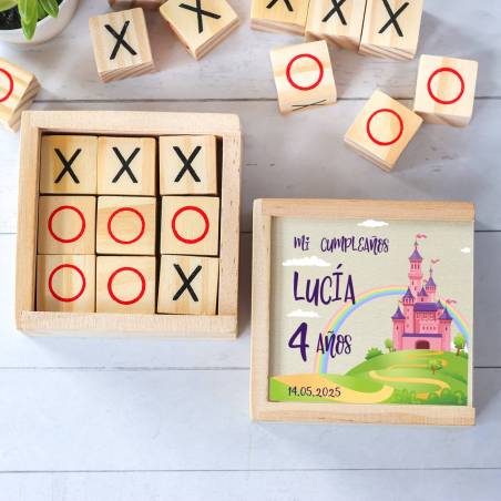 Juego 3 en raya personalizado con grabación "Princesas" Detalles invitados cumpleaños - Juegos personalizados de cumpleaños