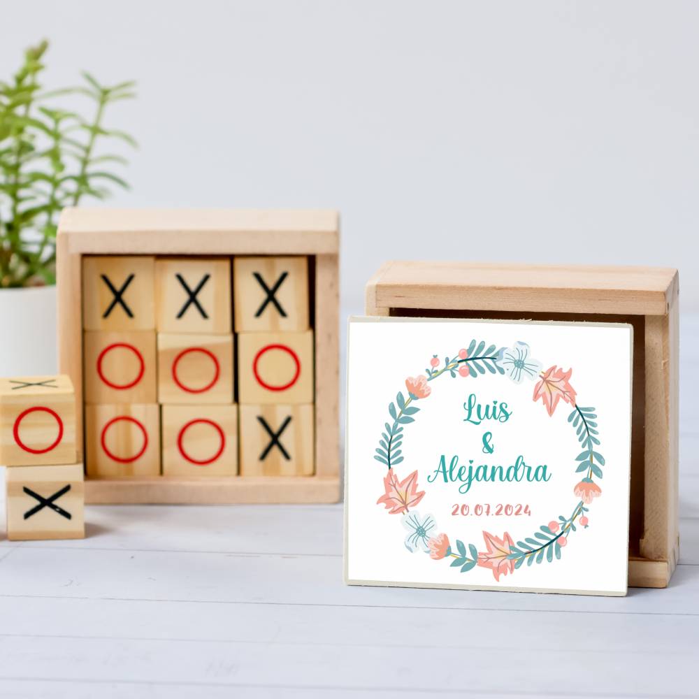 Juego 3 en raya personalizado con pegatina "Summer" Detalles invitados boda - Juegos personalizados de boda