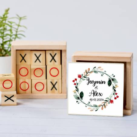 Juego 3 en raya personalizado con pegatina "Ágape" Detalles invitados boda - Juegos personalizados de boda