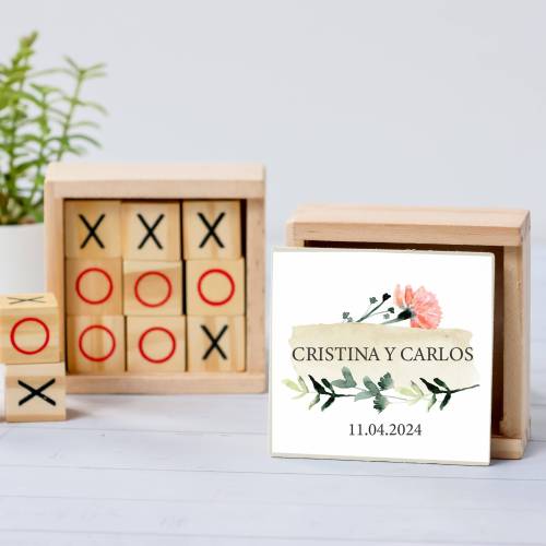Juego 3 en raya personalizado con pegatina "Luna" Detalles invitados boda - Juegos personalizados de boda