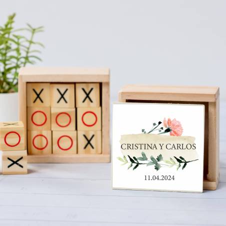 Juego 3 en raya personalizado con pegatina "Luna" Detalles invitados boda - Juegos personalizados de boda