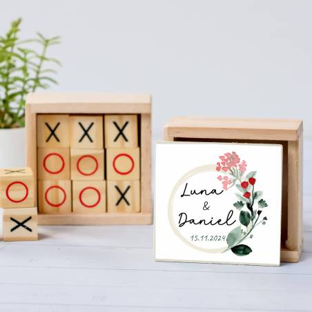 Juego 3 en raya personalizado con pegatina "Amor" Detalles invitados boda - Juegos personalizados de boda