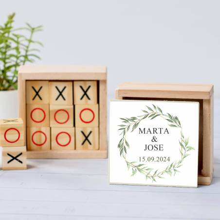 Juego 3 en raya personalizado con pegatina "Sun" Detalles invitados boda - Juegos personalizados de boda