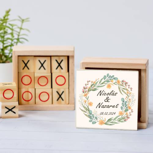 Juego 3 en raya personalizado con pegatina "Colorines" Detalles invitados boda - Juegos personalizados de boda