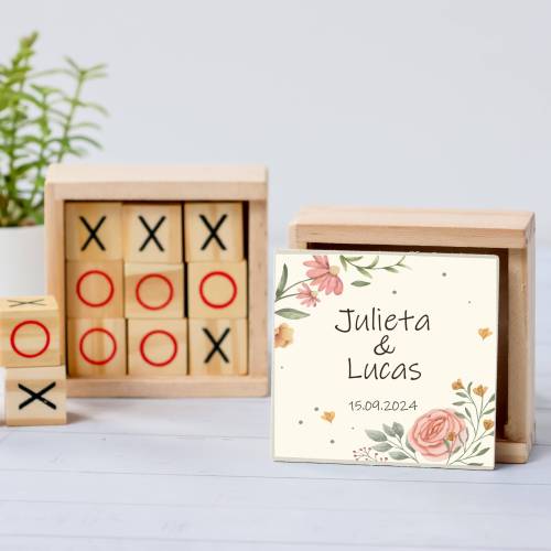 Juego 3 en raya personalizado con pegatina "Paz" Detalles invitados boda - Juegos personalizados de boda