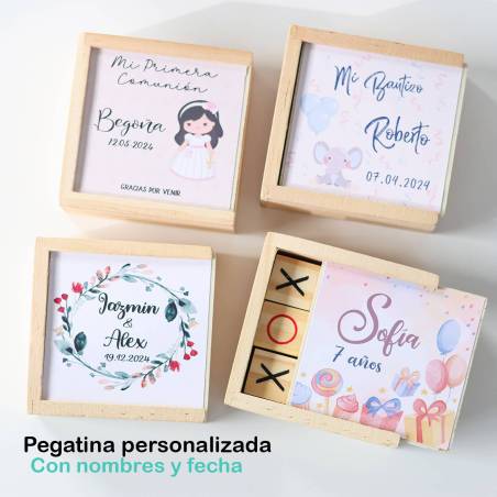 Juego 3 en raya personalizado con pegatina "Selva" Detalles invitados boda - Juegos personalizados de boda